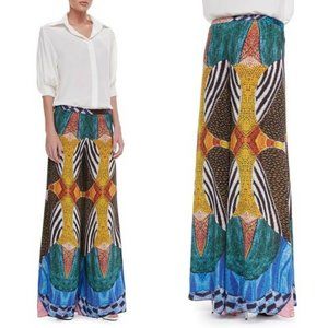 NEW Alexis Women's Sz M Austria Wide Leg African Tribal Chiffon 100% Silk Pants